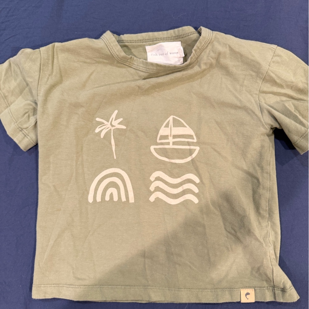 Fish out of water Small shop -Olive Green Graphic Tee